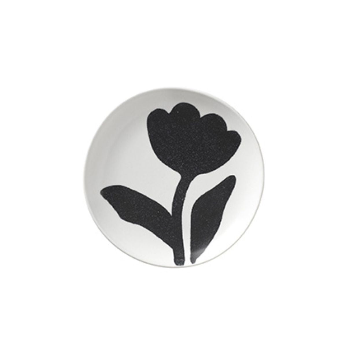 Broste Copenhagen Διακοσμητικός Δίσκος Πιάτο Βουτύρου Flora Ζωγραφισμένο Στο Χέρι Stoneware Άσπρο-Μαύρο Ø15 x H2 cm Broste Copenhagen