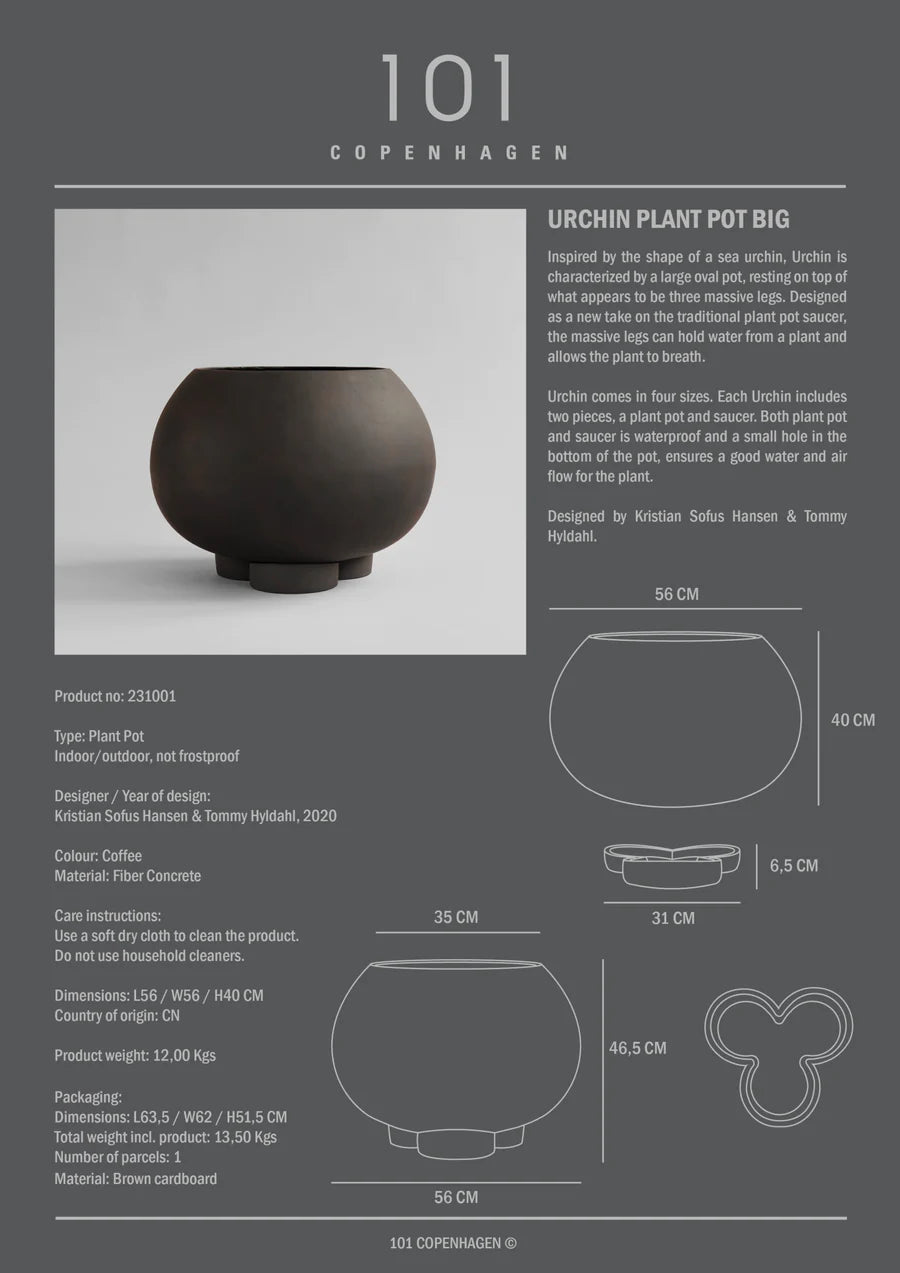 101 COPENHAGEN Τραπέζι Urchin Big Κασπώ Σκούρο Καφέ Σκυρόδεμα 56x56x40cm 101 COPENHAGEN