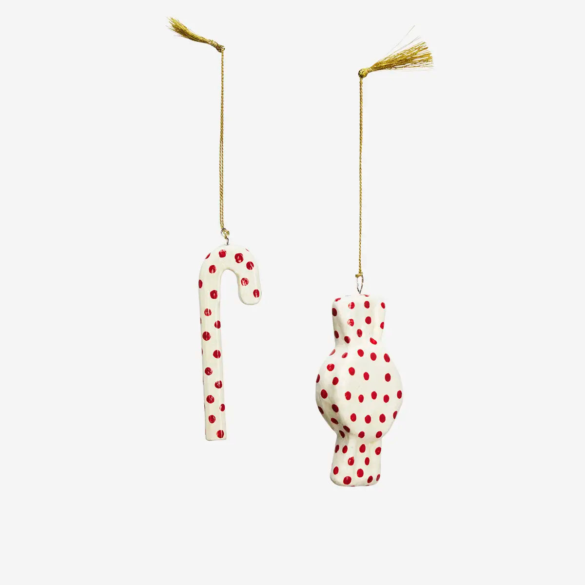 Χριστουγεννιάτικα Στολίδια - Χαρτοπολτός Off White Κόκκινο Σετ Των 2 L9 cm MADAM STOLTZ
