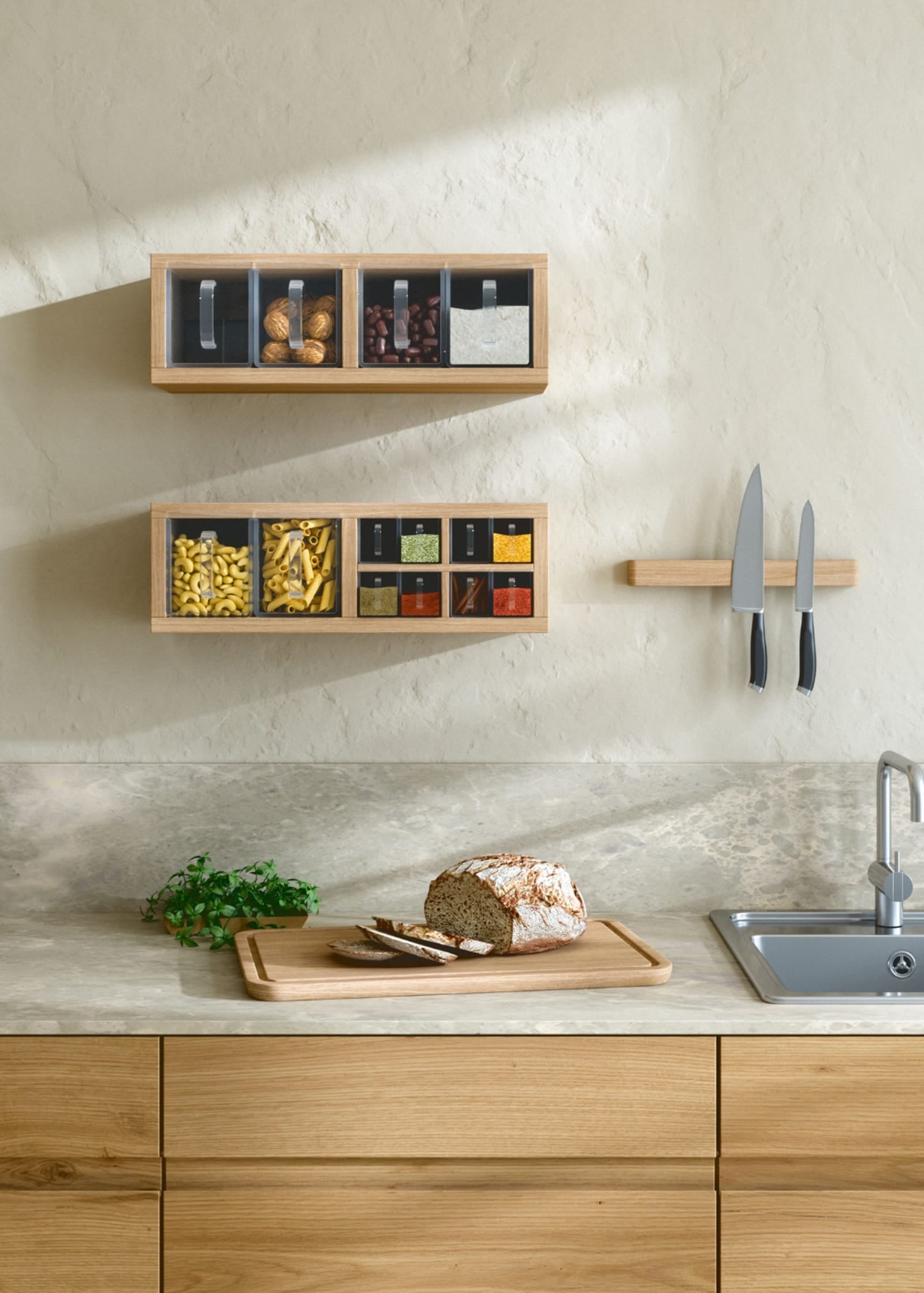 ANDERSEN Ράφι Ράφι A-Organizer Shelf 10 Γυάλινα Συρτάρια/Ξύλο Φυσικό Δρυς Ματ W52xL17xH18 cm ANDERSEN FURNITURE