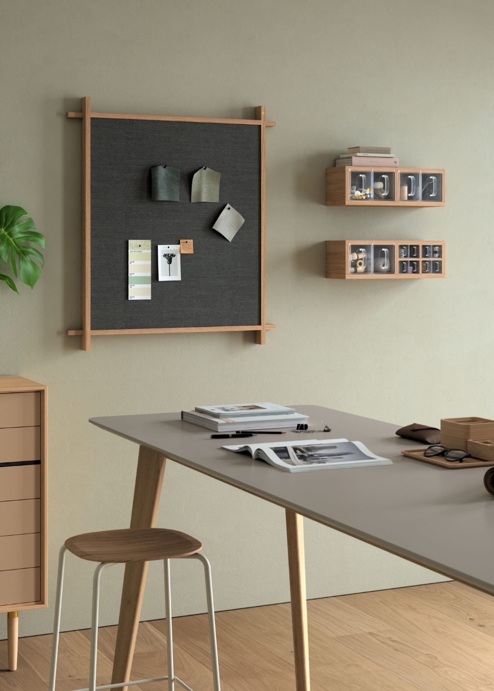 ANDERSEN Ράφι Ράφι Organizer 4 Γυάλινα Συρτάρια Δρύινο Ματ W52xL17xH18 cm ANDERSEN FURNITURE