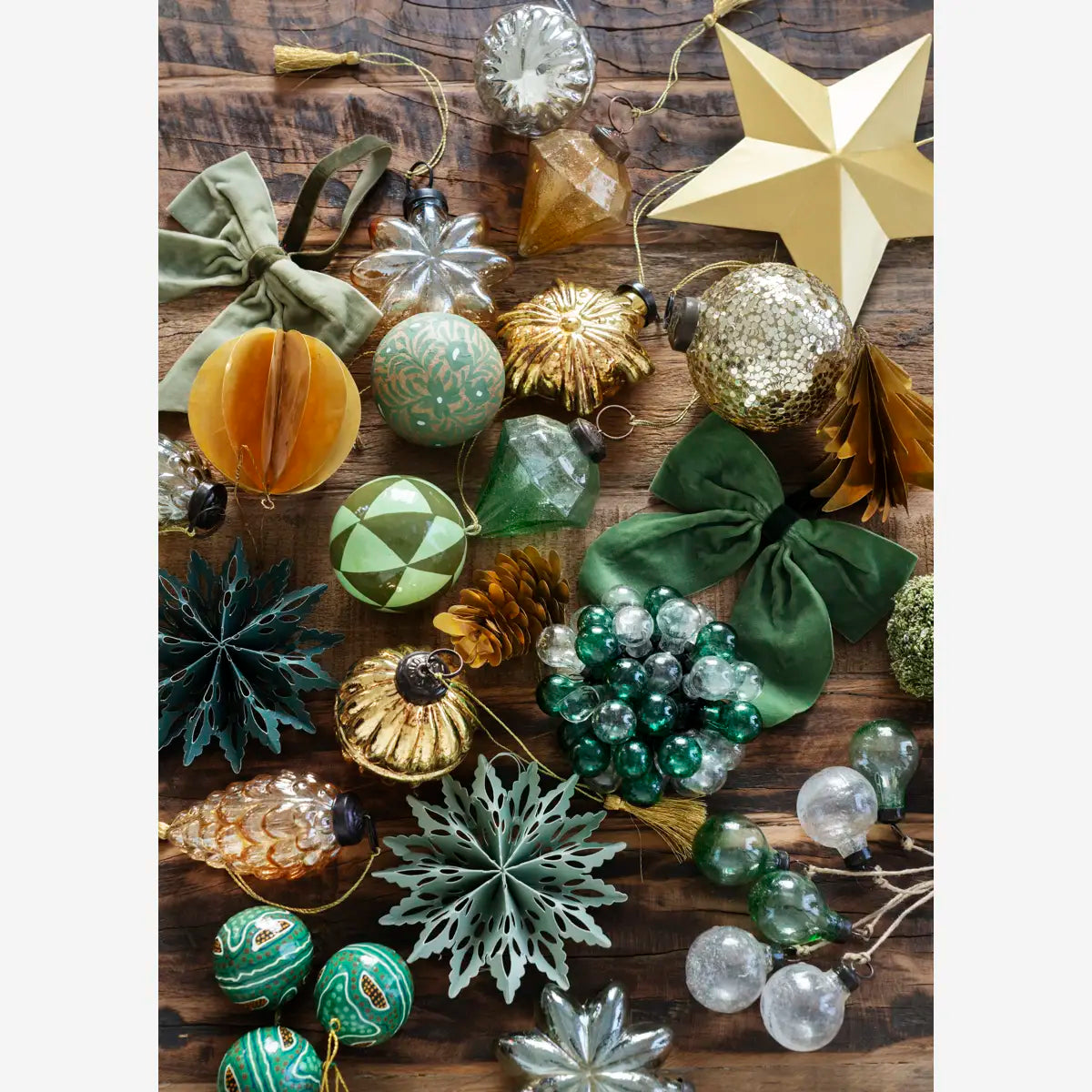 Γυάλινα Χριστουγεννιάτικα Στολίδια - Μωβ Κεχριμπάρι Πράσινο Διαφανές Σετ Των 12 H7 cm MADAM STOLTZ