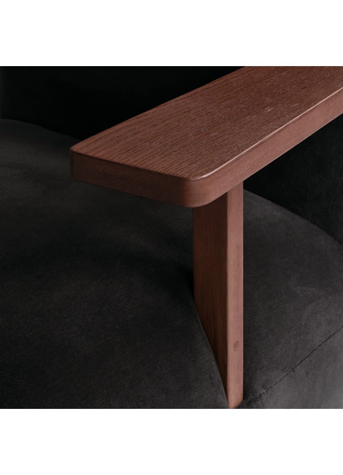 Πολυθρόνα Με Δρύινα Μπράτσα Toe Chair Armrest Classic Brown - Σκούρο Γκρι Peat Velvet L70xW80xH72 cm 101 COPENHAGEN