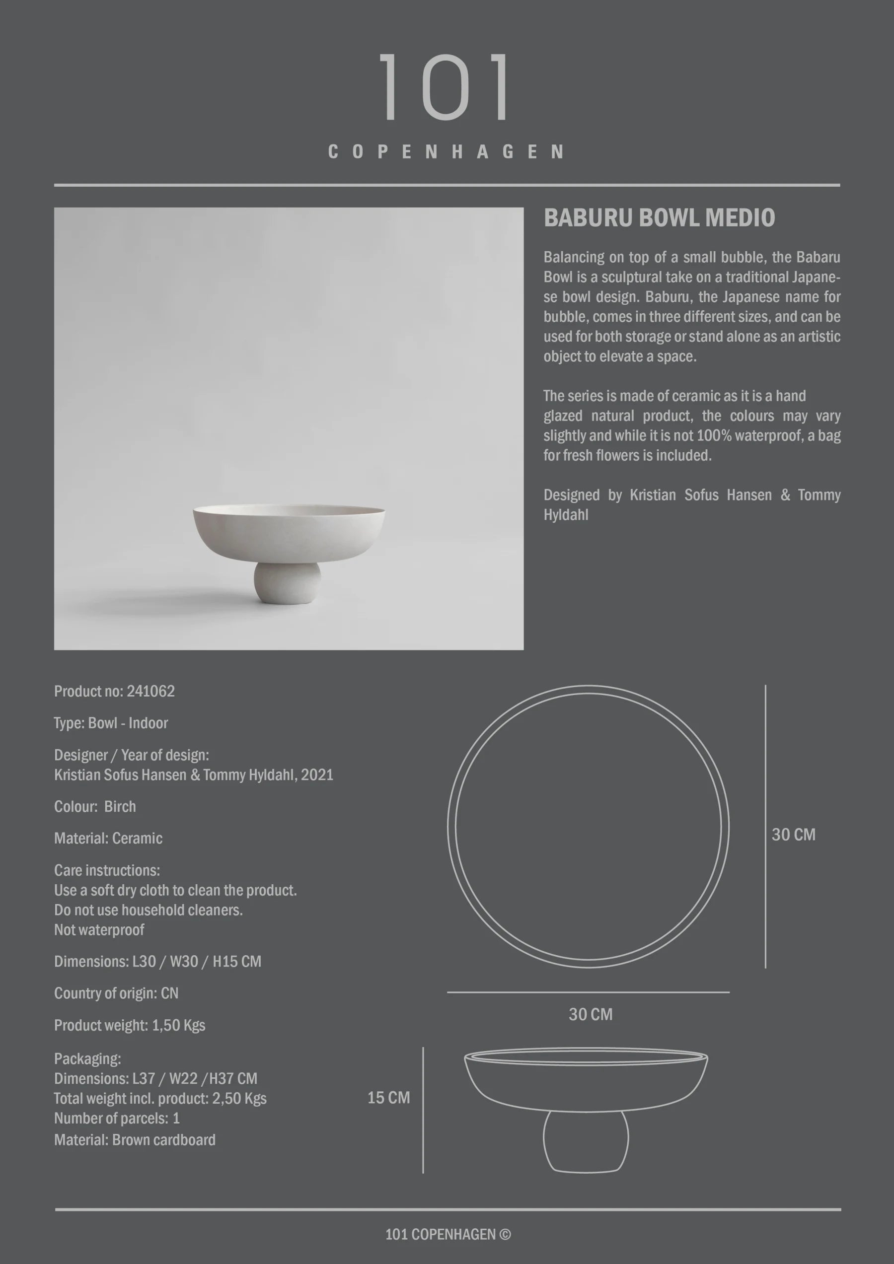 101 COPENHAGEN Διακοσμητικo Μπολ Copy of Baburu Medio Κεραμικό Διακοσμητικό Μπολ Μαύρο L30xW30xH15cm 101 COPENHAGEN