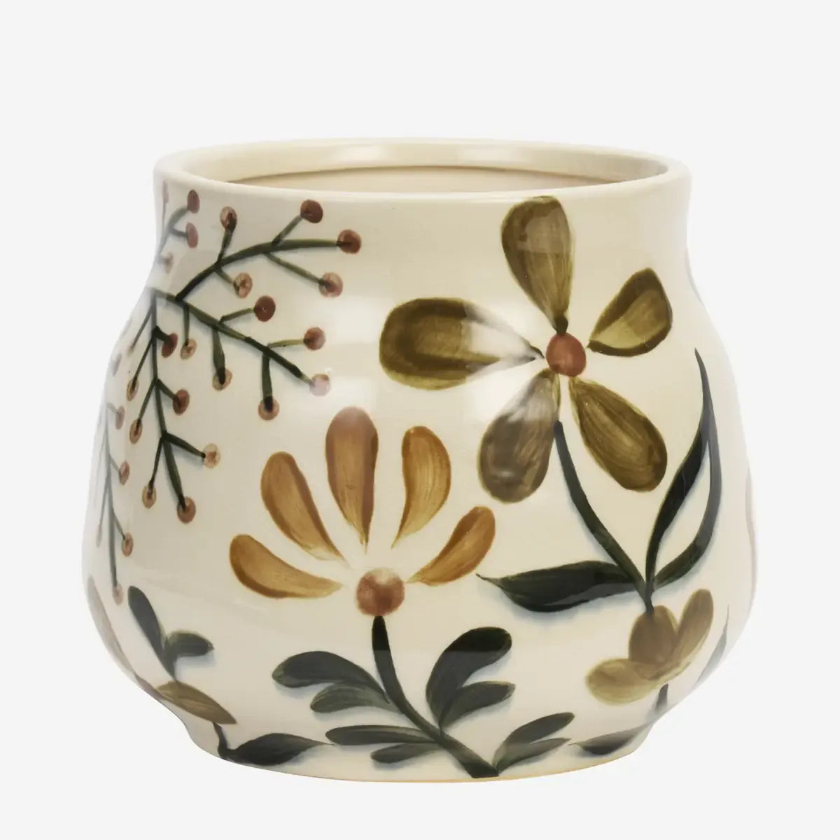 Γλάστρα Hand-Painted Flowerpot - Κεραμική Off-White Πολύχρωμη Ø20 x H18 cm Madam Stoltz