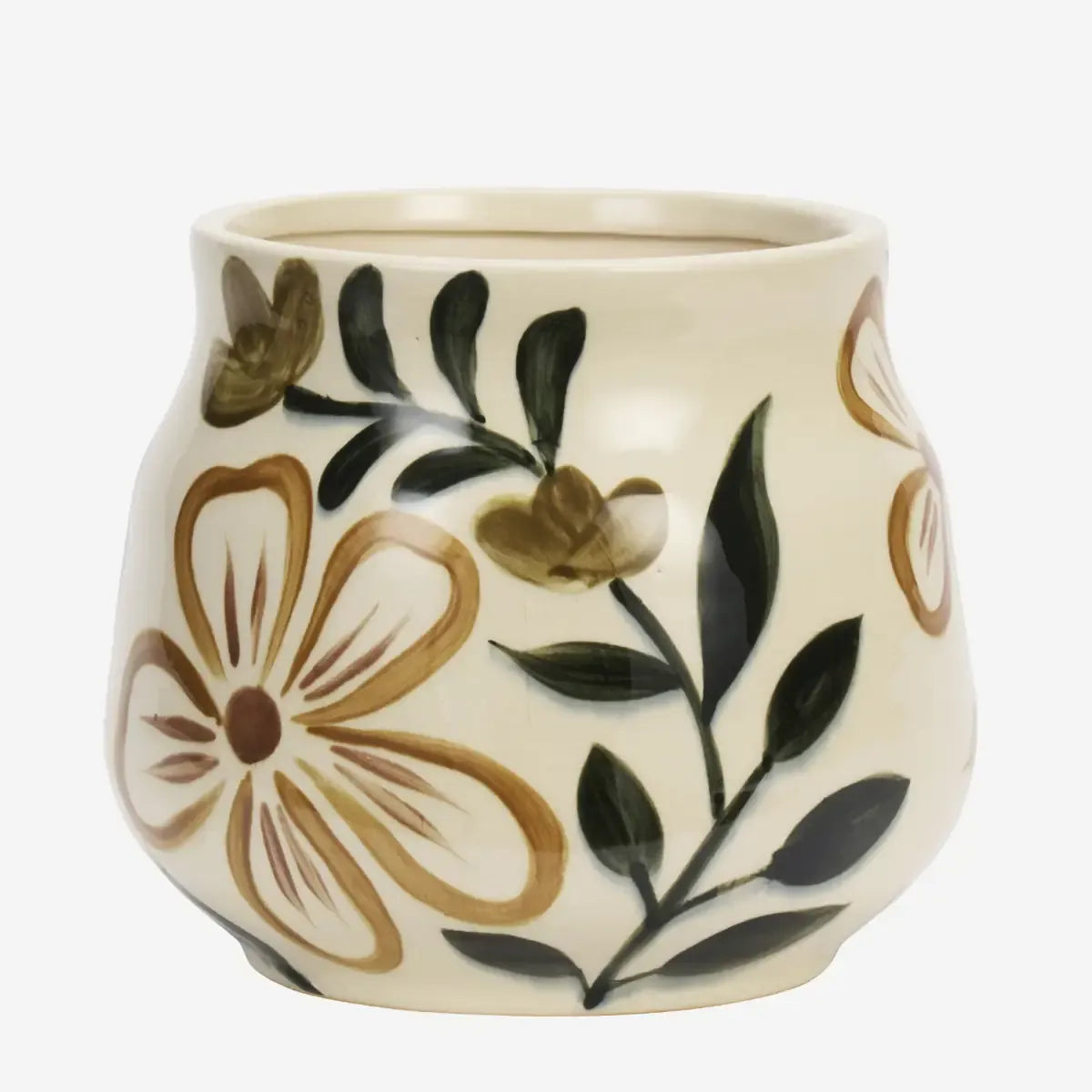 Γλάστρα Hand-Painted Flowerpot - Κεραμική Off-White Πολύχρωμη Ø20 x H18 cm Madam Stoltz