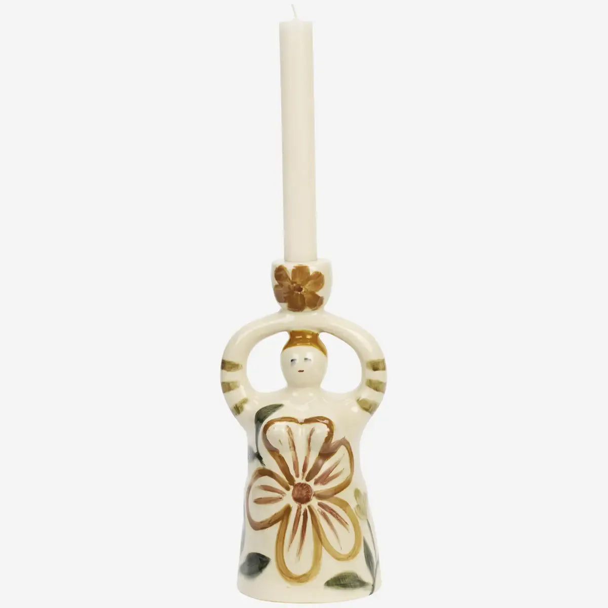 Κηροπήγιο Hand-Painted Candle Holder Figurine - Κεραμικό Off-White Πολύχρωμο Ø26 cm Madam Stoltz