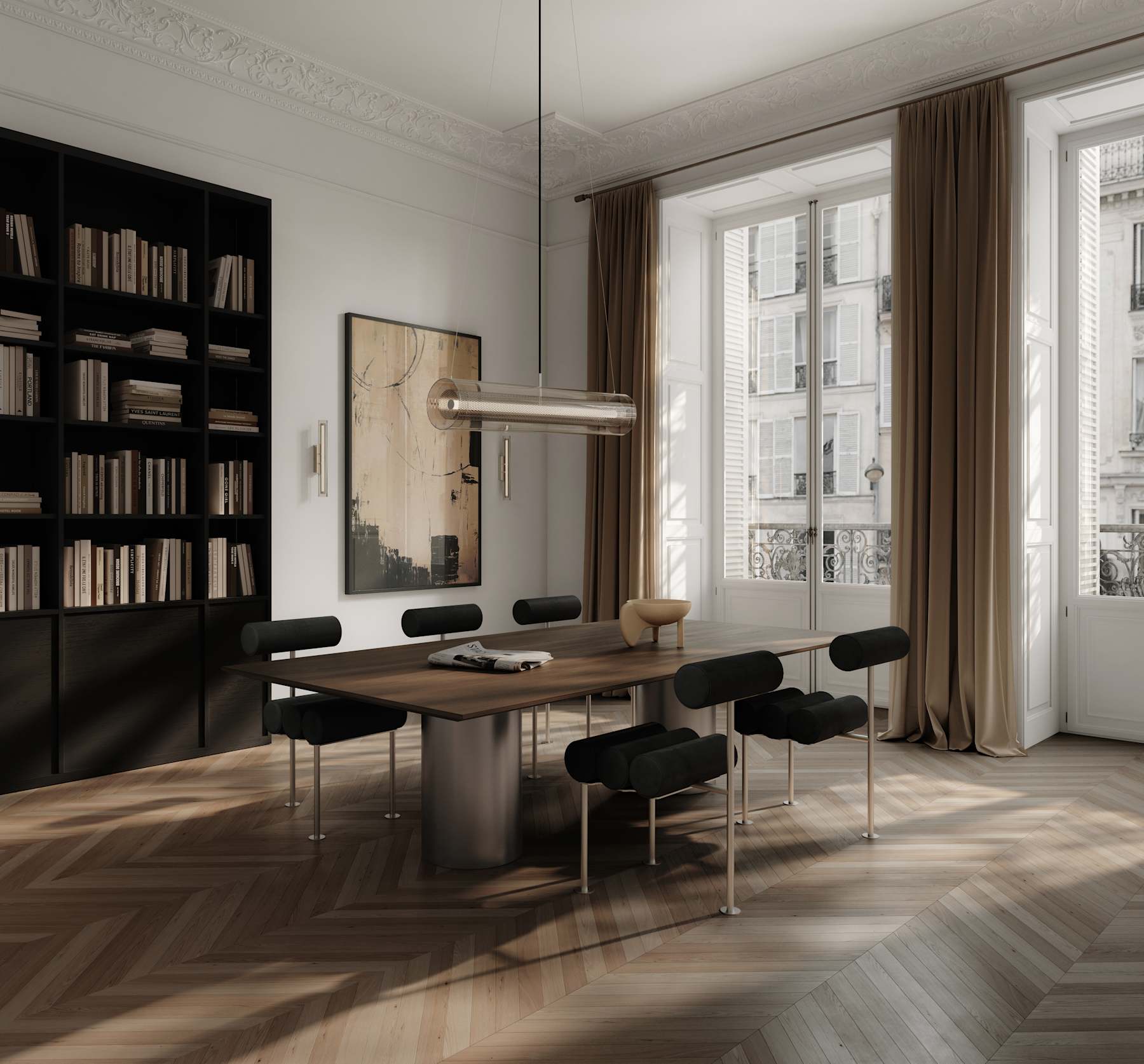 Καρέκλα Τραπεζαρίας Hiro - Μαύρο Ανιλινικό Δέρμα Ανοξείδωτο Ατσάλι H76 x W55 x L42 cm 101 COPENHAGEN