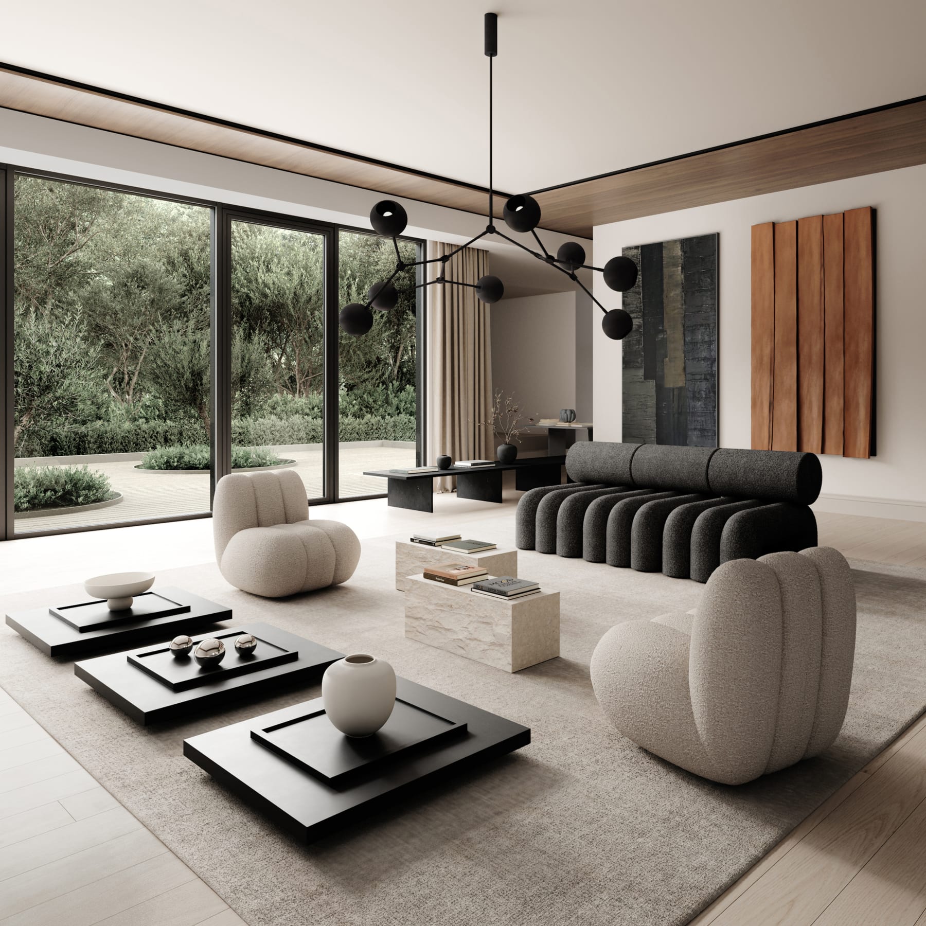 Φωτιστικό Οροφής Drop Chandelier Globe - Burned Black Μεταλλικό L150 x W120 x H85 cm 101 COPENHAGEN