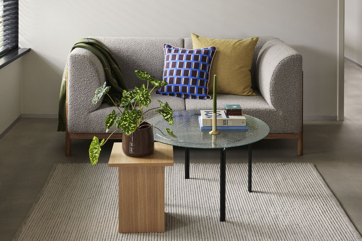 Καναπές 2 Ατόμων Moment Small Γκρι, Natural Oak Wood/Polyester Hübsch