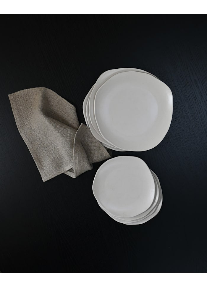 101 COPENHAGEN Πιάτα Πιάτα Native Dinner Set Of 8 Κεραμικό Άσπρο Birch L20/ W20/ H2 cm, L25/ W25/ H2,5 CM 101 COPENHAGEN