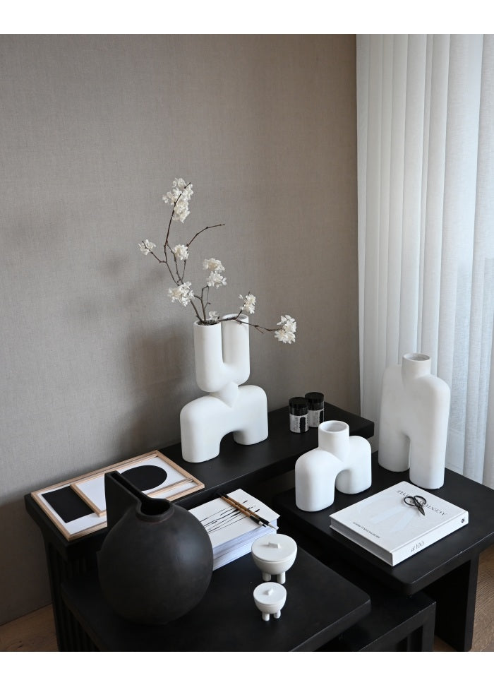 101 COPENHAGEN Βάζο Βάζο Cobra Double Medio Κεραμικό Άσπρο 47x10x34cm 101 COPENHAGEN