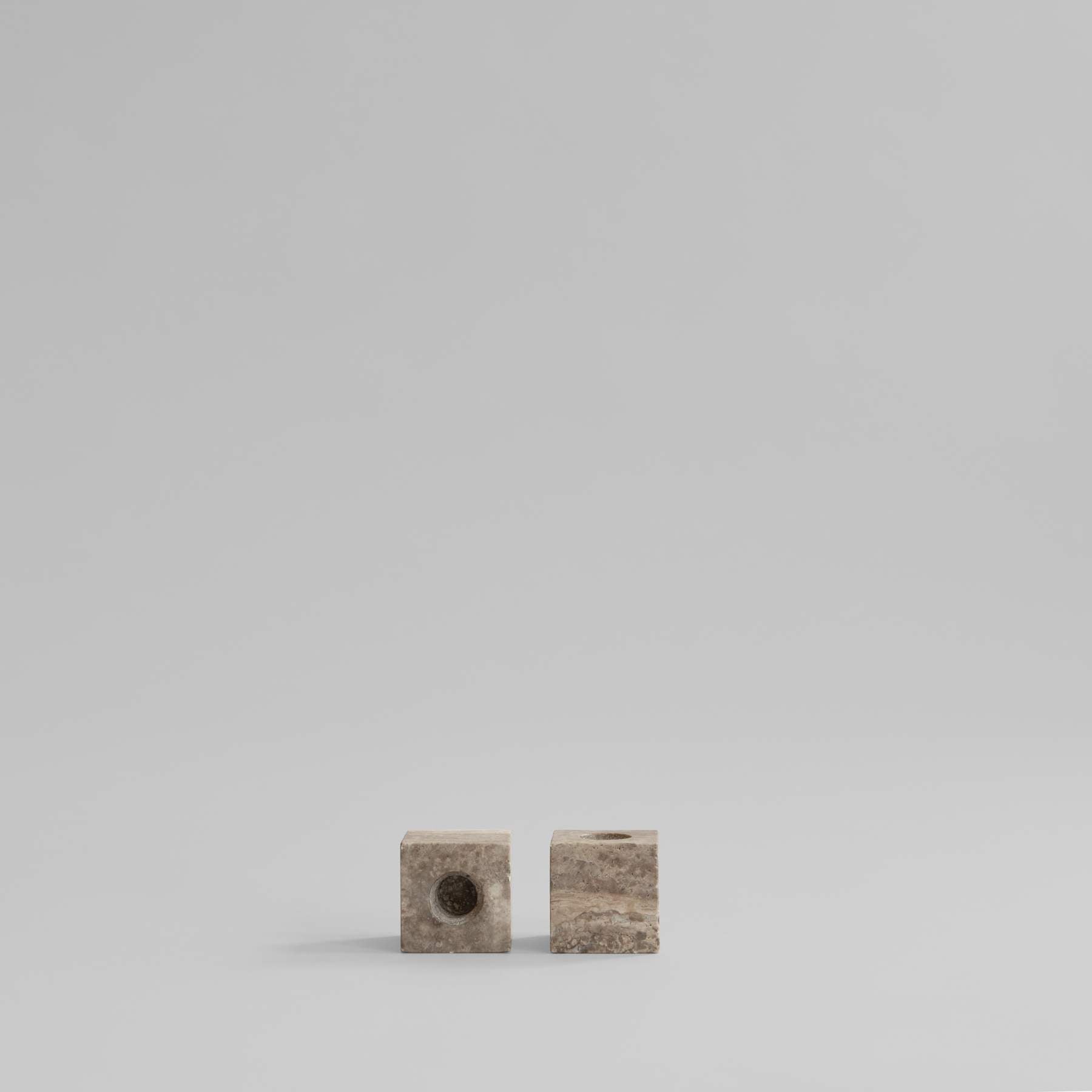 Κηροπήγιο Cube - Ασημί Τραβερτίνη Σετ Των 2 H6 x W6 x L6 cm 101 COPENHAGEN