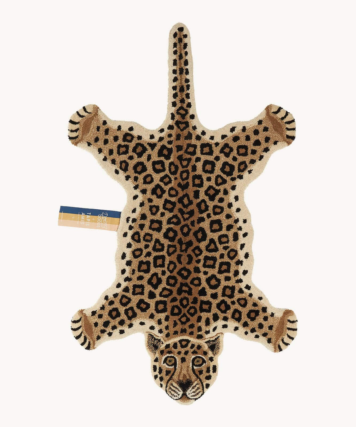 Χαλί Loony Leopard Large - Μάλλινο Βαμβακερό Μαύρο Κίτρινο 150 x 90 x 2 cm Doing Goods