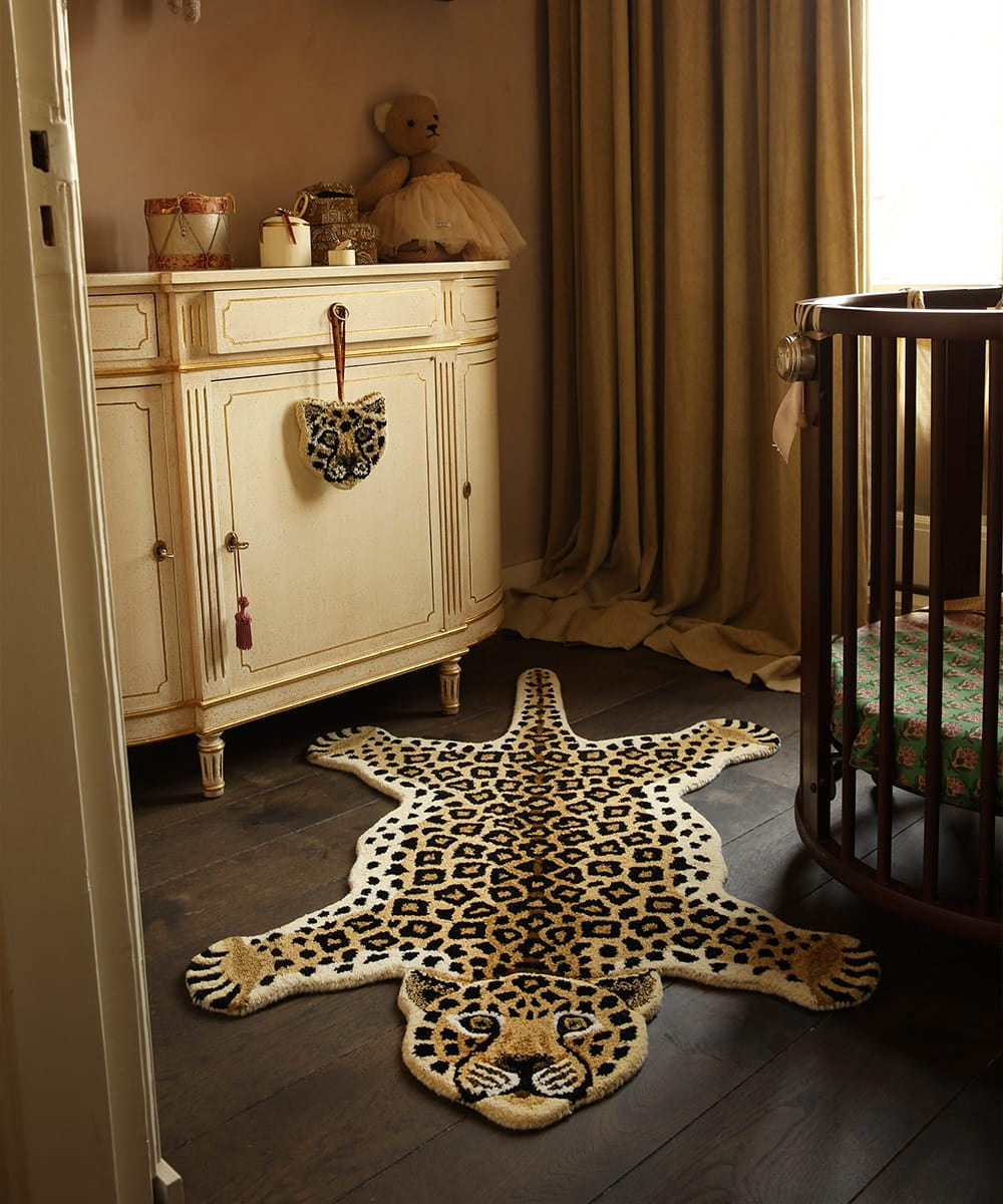 Χαλί Loony Leopard Large - Μάλλινο Βαμβακερό Μαύρο Κίτρινο 150 x 90 x 2 cm Doing Goods