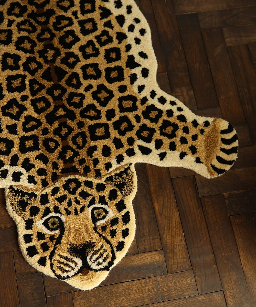 Χαλί Loony Leopard Large - Μάλλινο Βαμβακερό Μαύρο Κίτρινο 150 x 90 x 2 cm Doing Goods