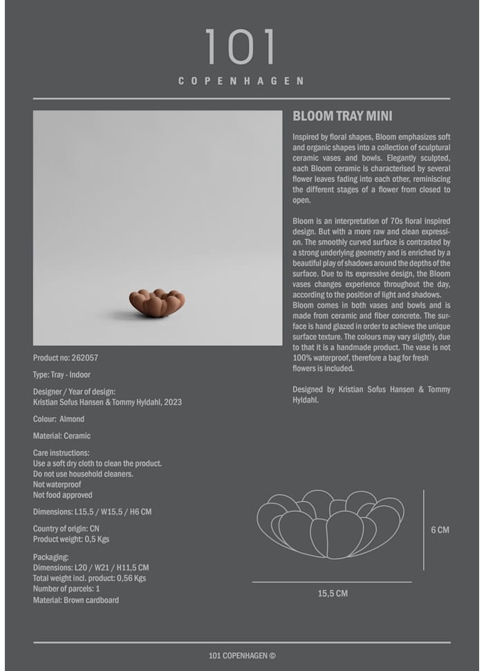 τική Πιατέλα Bloom Mini - Κεραμική Ανοιχτό Καφέ H6 x W15,5 x L15,5 cm 101 COPENHAGEN