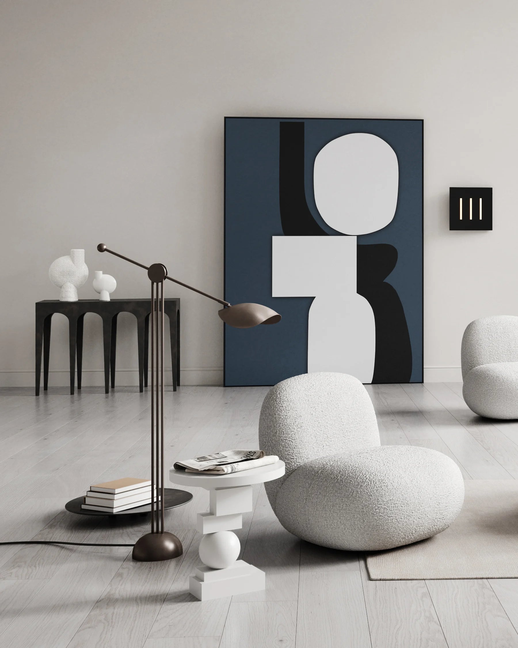 101 COPENHAGEN Πολυθρόνα Πολυθρόνα Toe Chair Flat Λευκή Μπουκλέ (Bouclé) L70xW92xH75 cm 101 COPENHAGEN