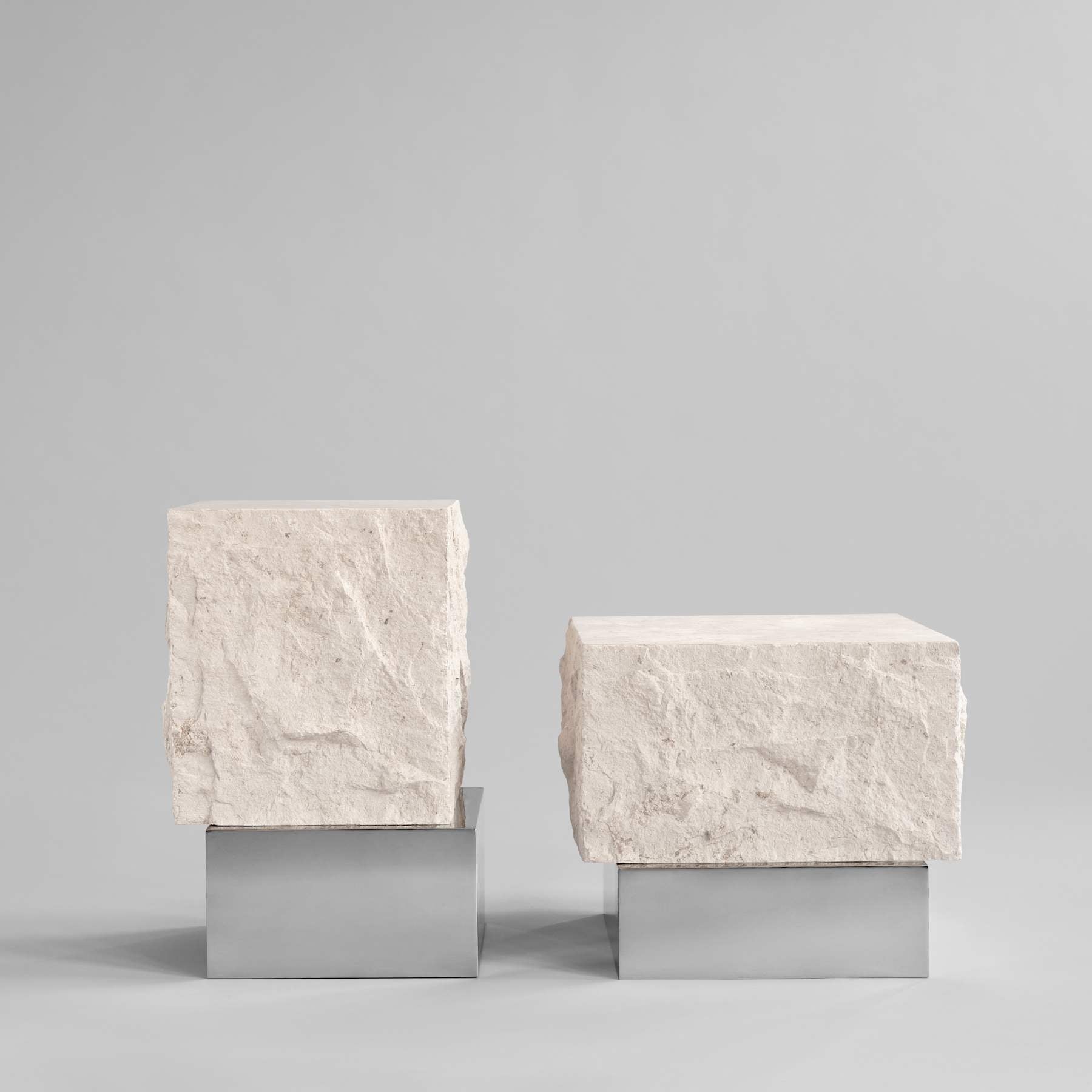 Τραπεζάκι Σαλονιού Temple Low - Ασβεστόλιθος Μεταλλική Βάση Chrome H35 x W42 x L40 cm 101 COPENHAGEN