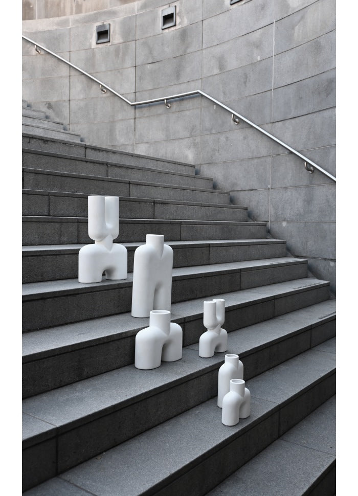 101 COPENHAGEN Βάζο Βάζο Cobra Double Medio Κεραμικό Άσπρο 47x10x34cm 101 COPENHAGEN