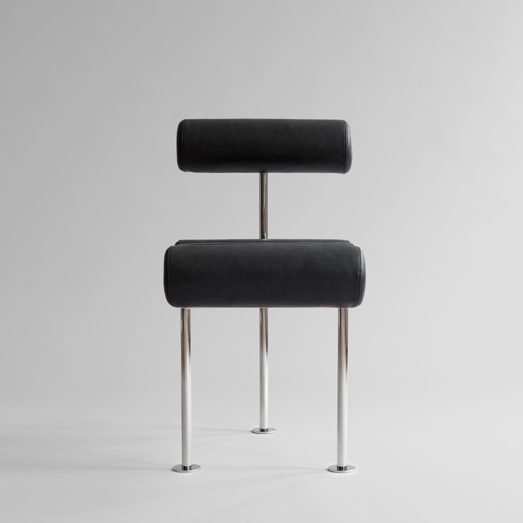 Καρέκλα Τραπεζαρίας Hiro - Μαύρο Ανιλινικό Δέρμα Ανοξείδωτο Ατσάλι H76 x W55 x L42 cm 101 COPENHAGEN