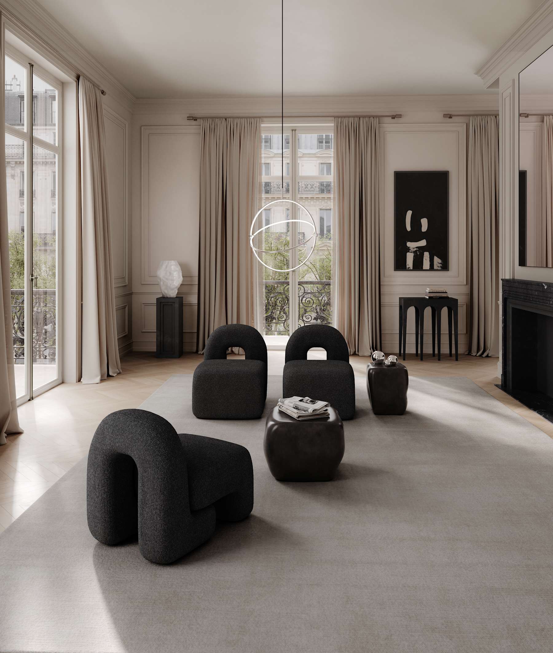 101 COPENHAGEN Καρεκλα Καρέκλα Daiku Lounge Chair Μπουκλέ Deep Taupe L60xW73xH73 CM 101 COPENHAGEN
