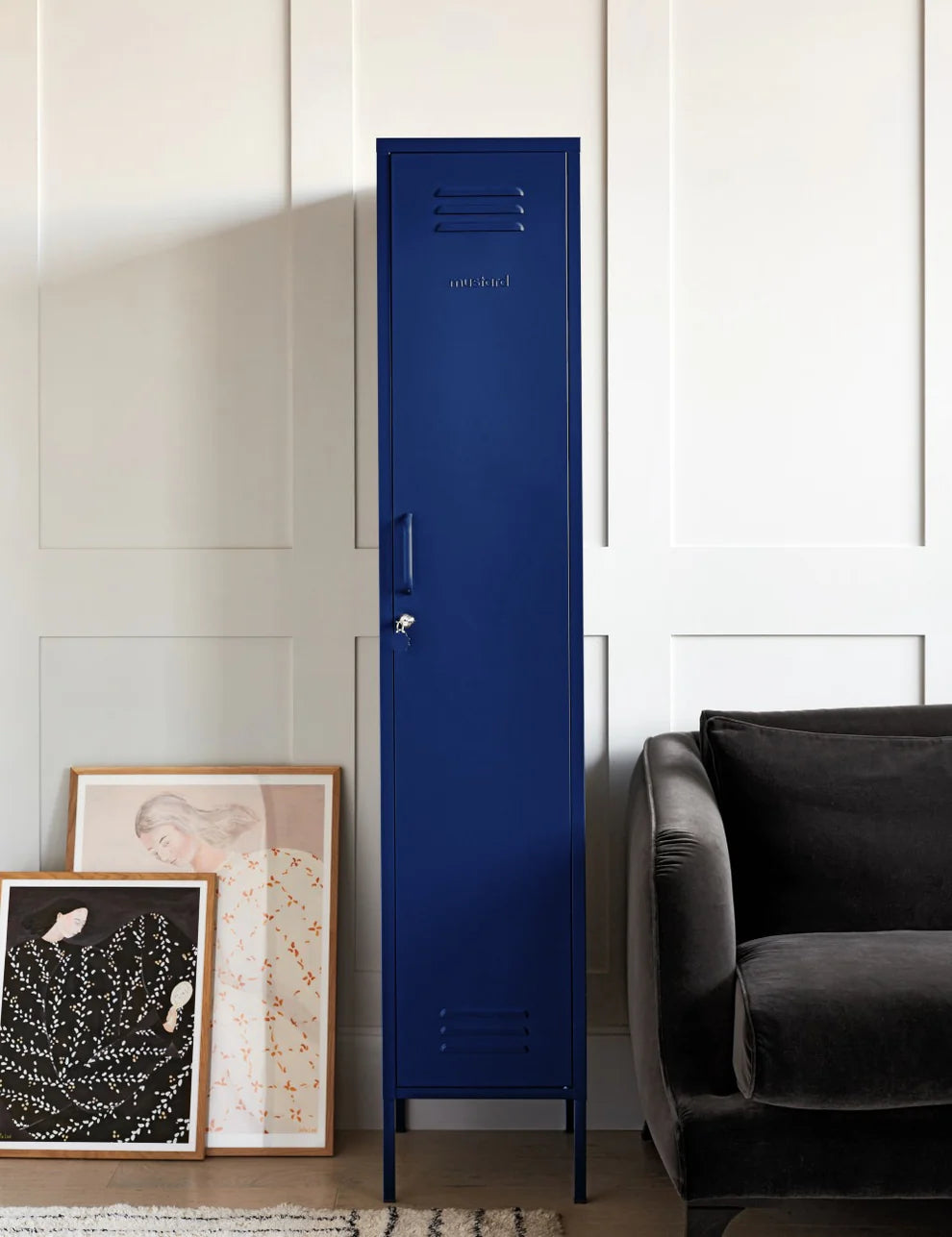 Μεταλλικό ντουλάπι Locker Skinny in Navy Μπλε Xάλυβας H183xW35xD46cm Mustard Made