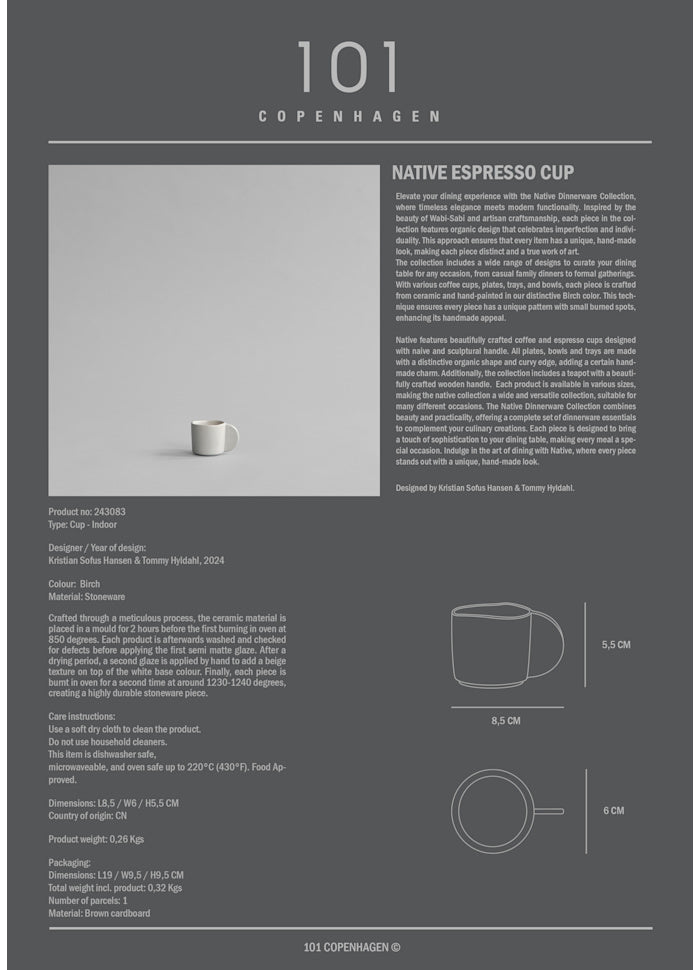 Φλυτζάνια Native Espresso Set of 2 Άσπρο Birch Κεραμικό H5,5 cm x W8,5 cm 101 COPENHAGEN