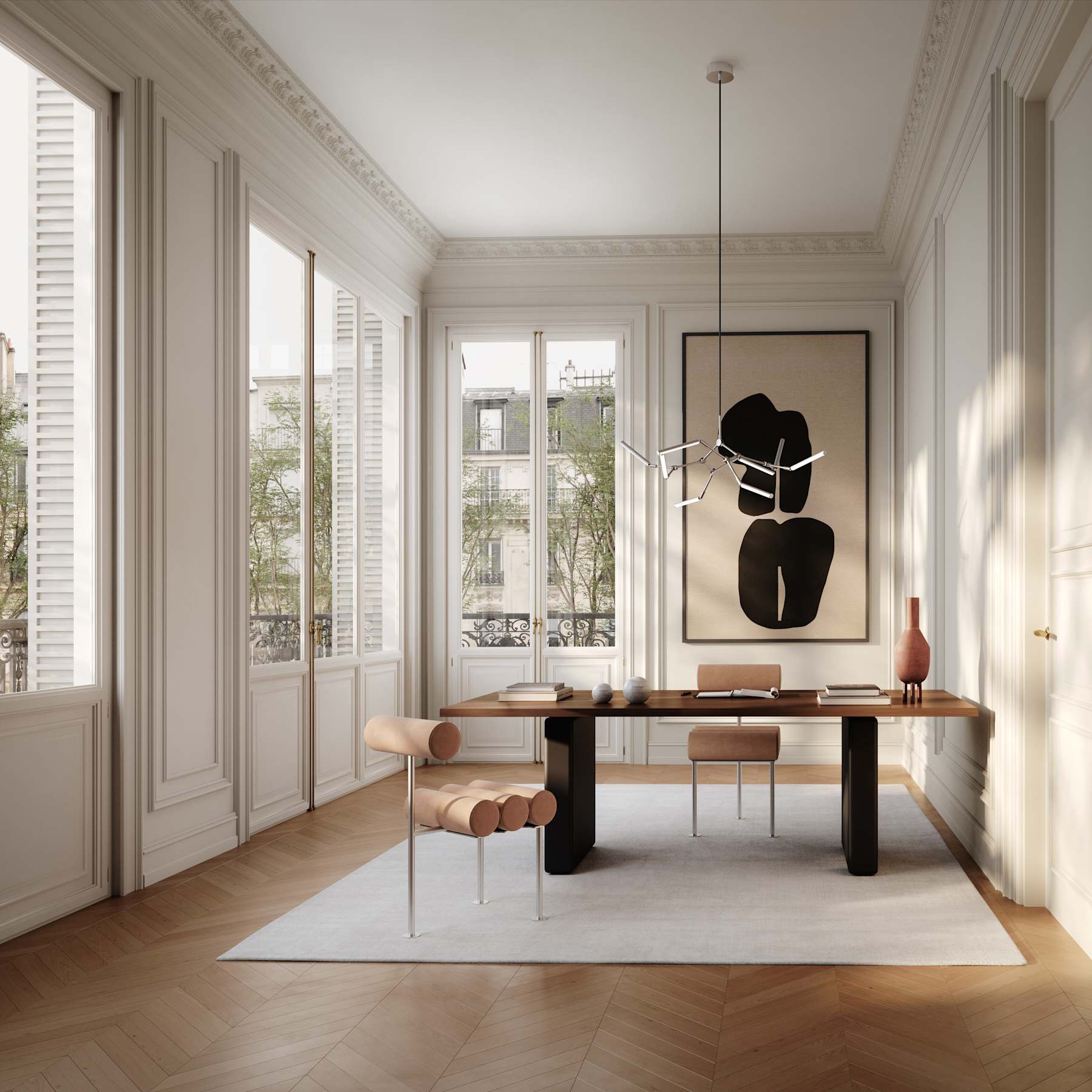 101 COPENHAGEN Καρέκλα Καρέκλα Τραπεζαρίας Hiro Ανοξείδωτο Ατσάλι / Δέρμα Nubuck L42 x W55 x H76 cm 101 COPENHAGEN