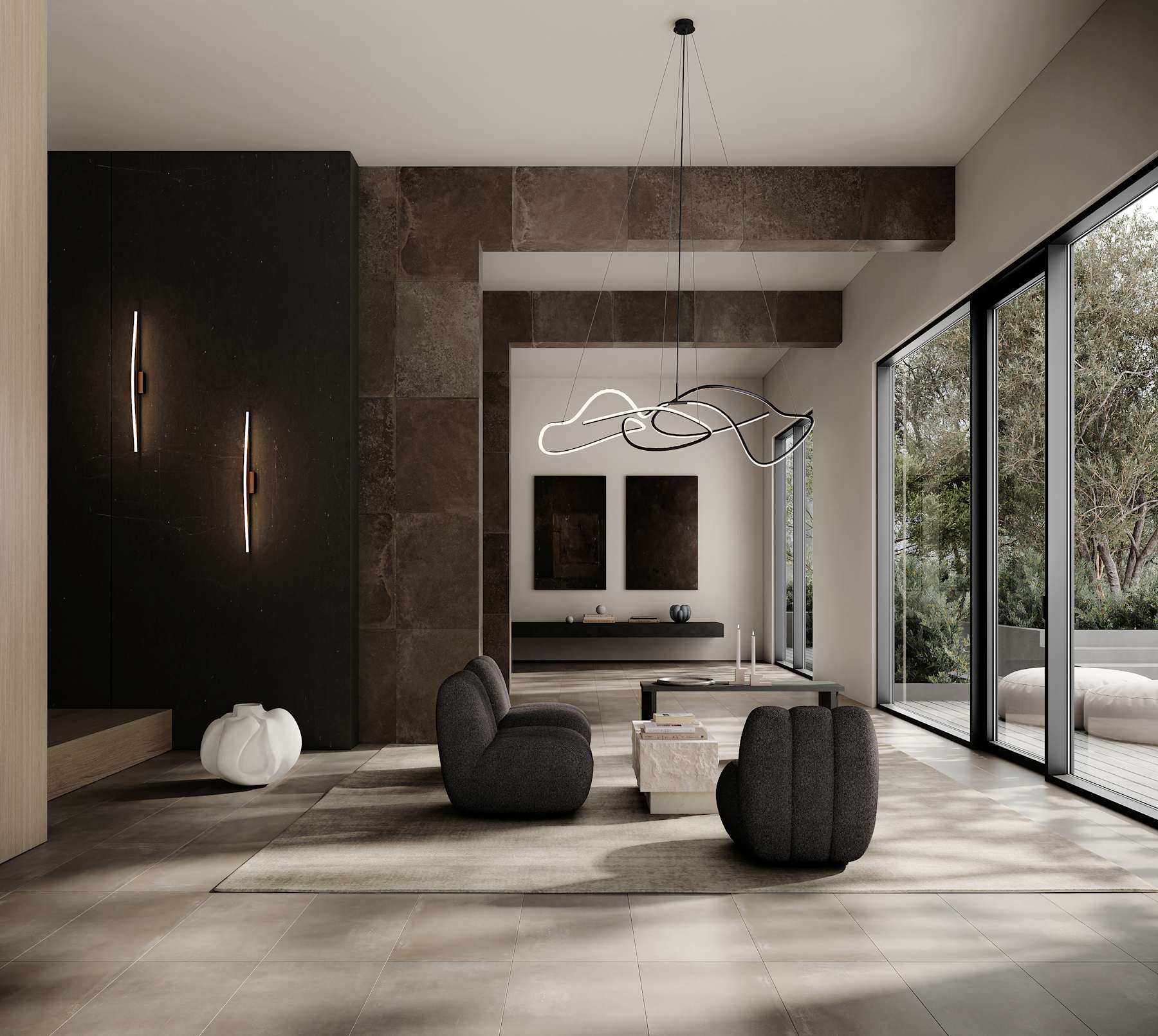 101 COPENHAGEN Φωτιστικό οροφής Φωτιστικό Οροφής Ghost Chandelier Big - Burned Black LED H50 x W82 x L155 cm 101 COPENHAGEN