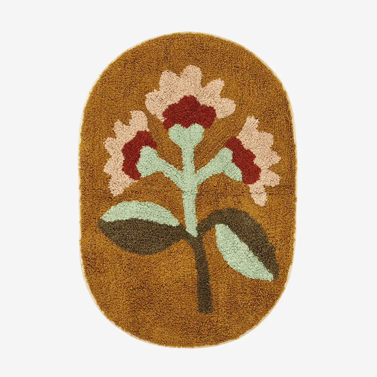 Χαλί Μπάνιου Tufted Oval - Βαμβακερό Καφέ W50 x L80 cm Madam Stoltz