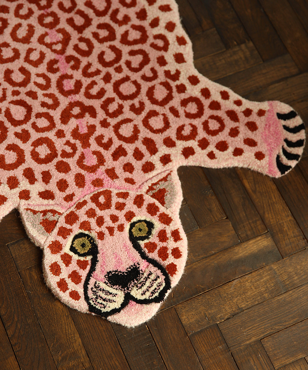 Χαλί Pinky Leopard Large - Μάλλινο Βαμβακερό Ροζ 150 x 88 x 2 cm Doing Goods