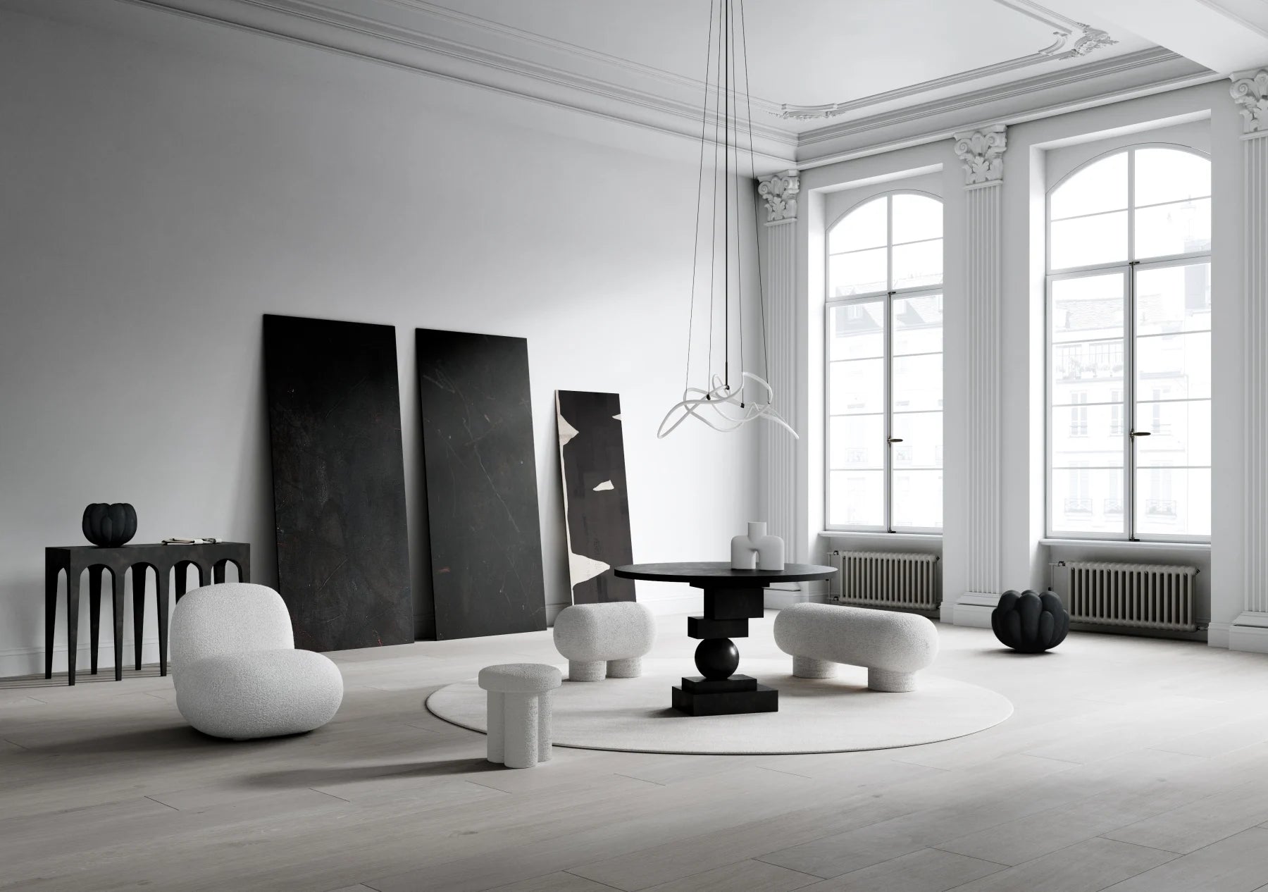 101 COPENHAGEN Πολυθρόνα Πολυθρόνα Toe Chair Flat Λευκή Μπουκλέ (Bouclé) L70xW92xH75 cm 101 COPENHAGEN