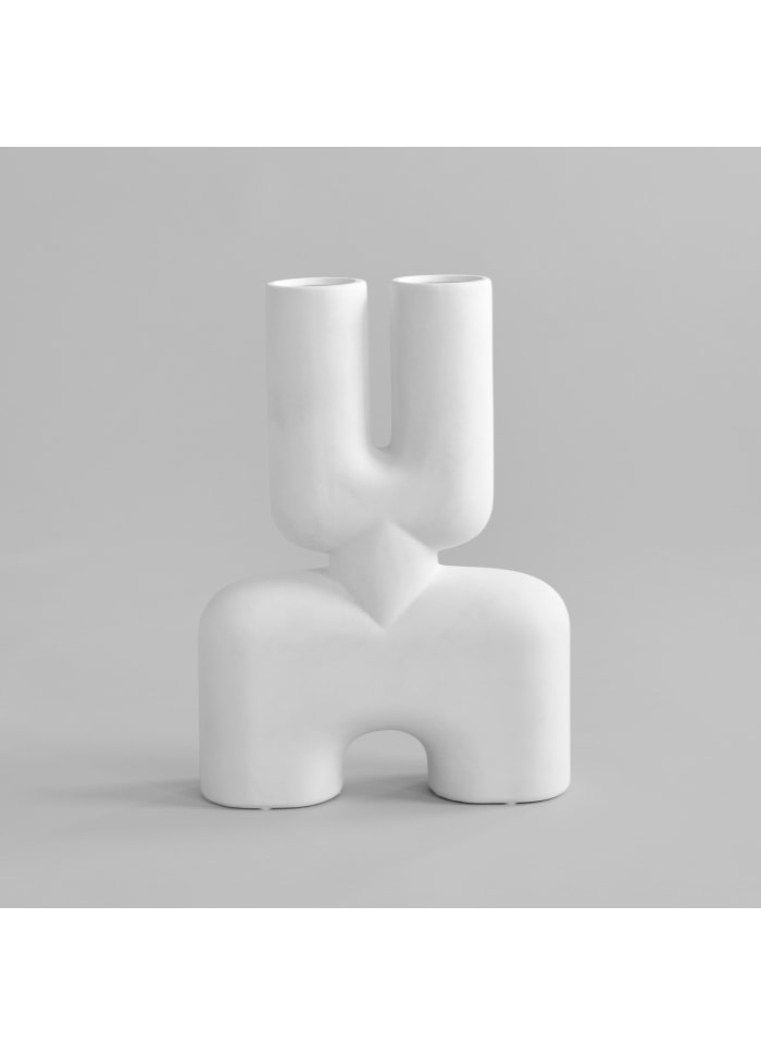 101 COPENHAGEN Βάζο Βάζο Cobra Double Medio Κεραμικό Άσπρο 47x10x34cm 101 COPENHAGEN