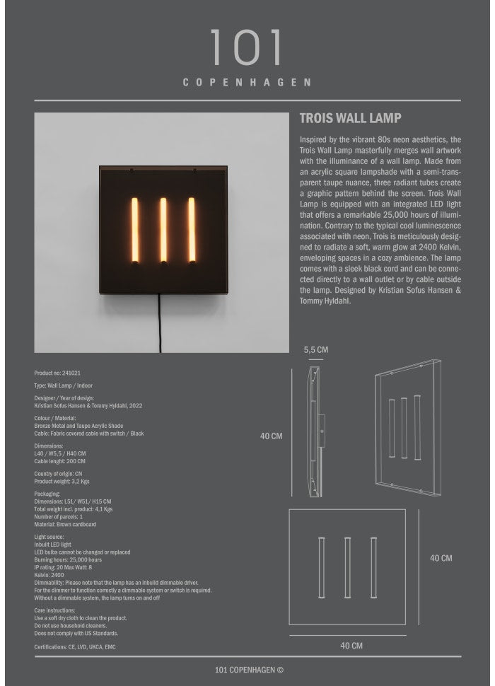 101 COPENHAGEN Επιτραπέζιο φωτιστικό Φωτιστικό Τοίχου Trois Μέταλλο Οξειδωμένο Σκούρο Μπρονζέ LED 40x5.5x40cm 101 COPENHAGEN