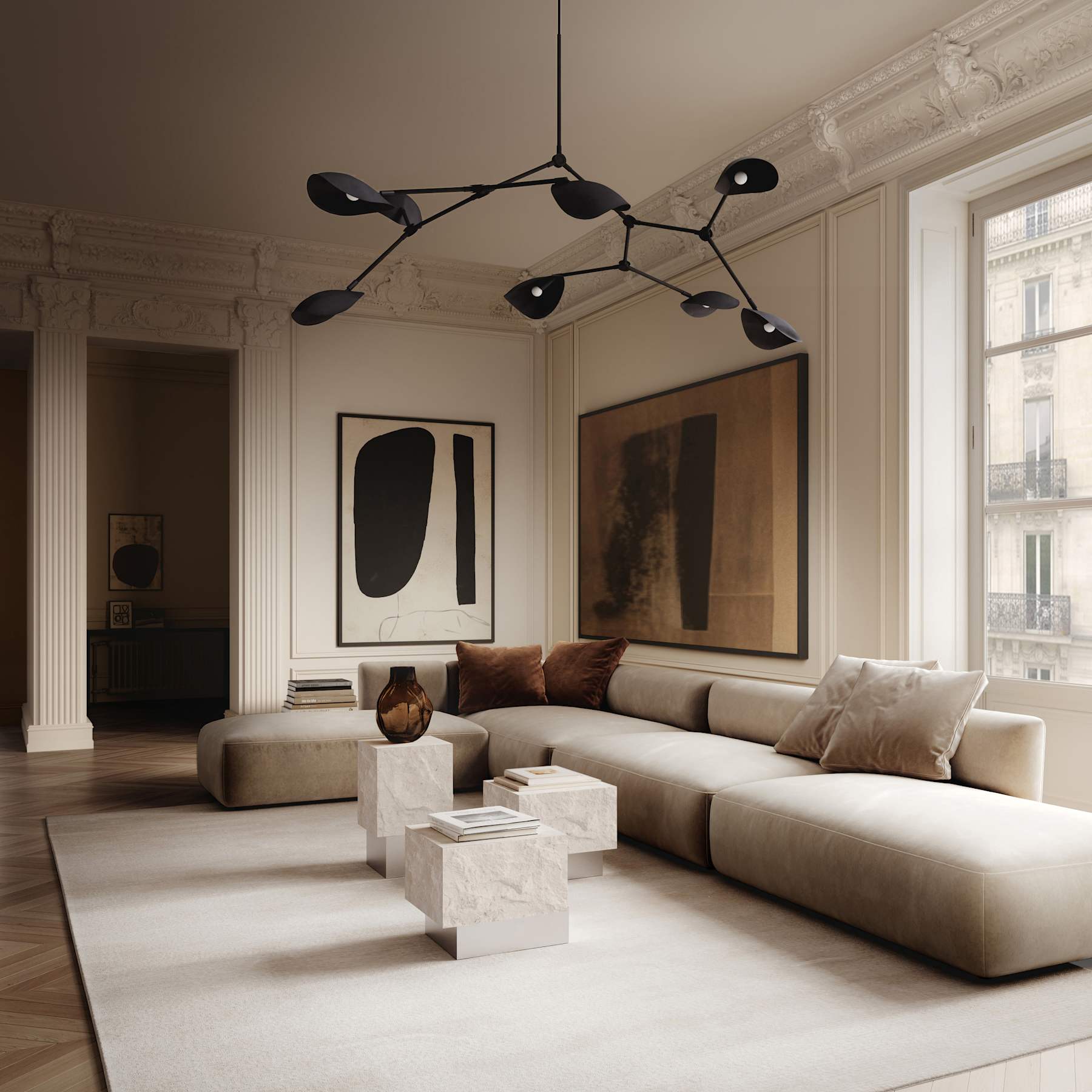 Τραπεζάκι Σαλονιού Temple Tall - Ασβεστόλιθος Μεταλλική Βάση Chrome H55 x W32 x L33 cm 101 COPENHAGEN