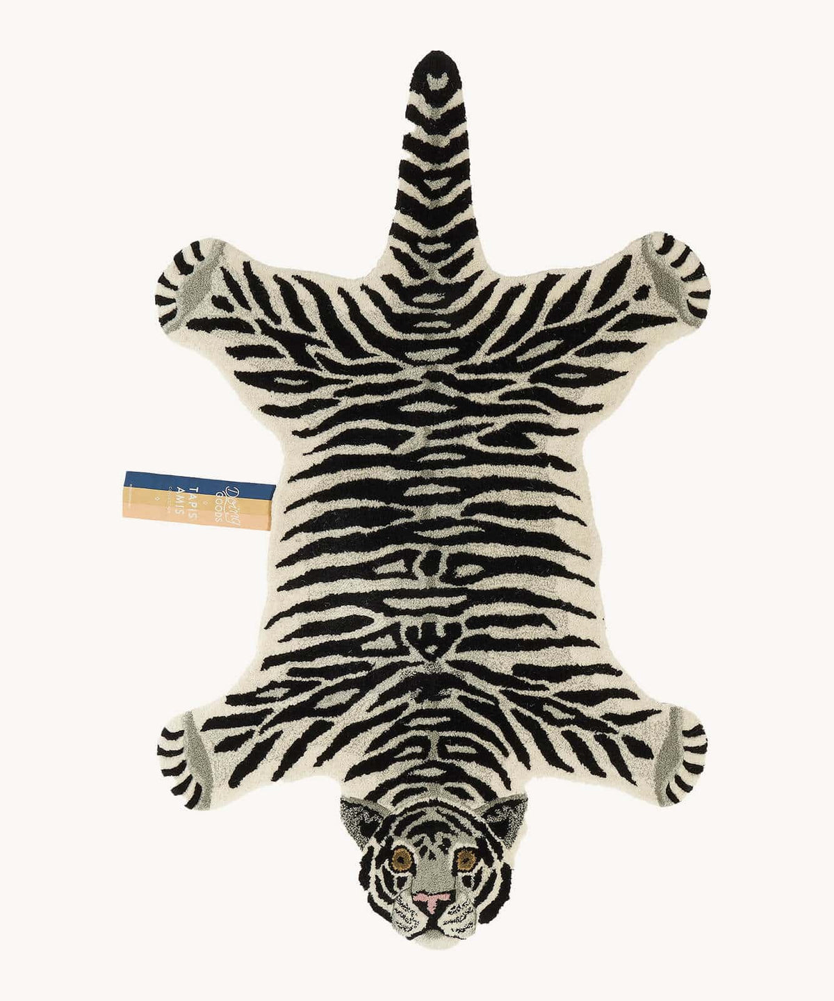 Χαλί Snowy Tiger Large - Μάλλινο Βαμβακερό Άσπρο Μαύρο 150 x 90 x 2 cm Doing Goods