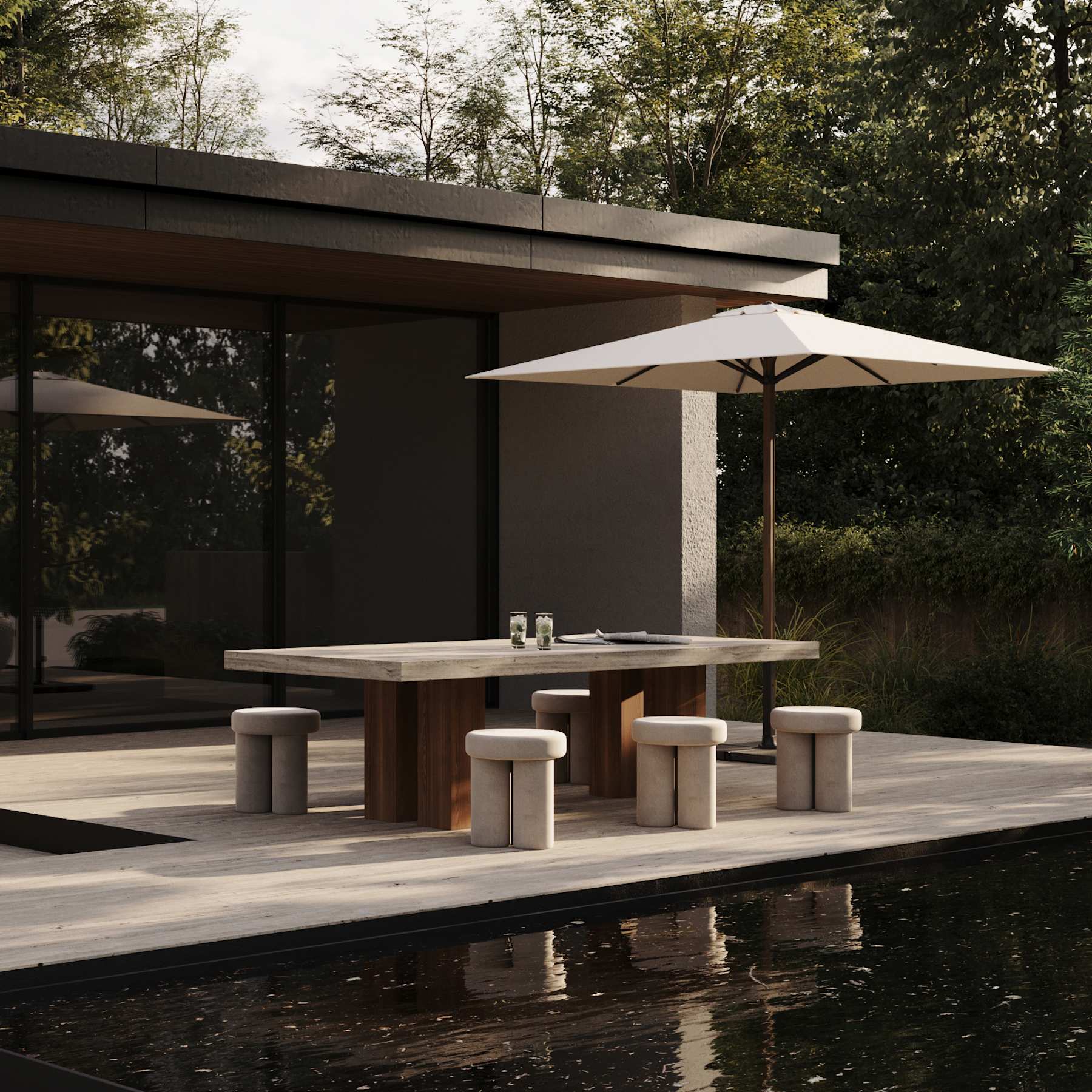 Σκαμπό Big Foot - Sunproof Warm Ash H43 x W38 x L38 cm 101 COPENHAGEN