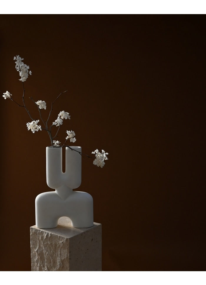 101 COPENHAGEN Βάζο Βάζο Cobra Double Medio Κεραμικό Άσπρο 47x10x34cm 101 COPENHAGEN