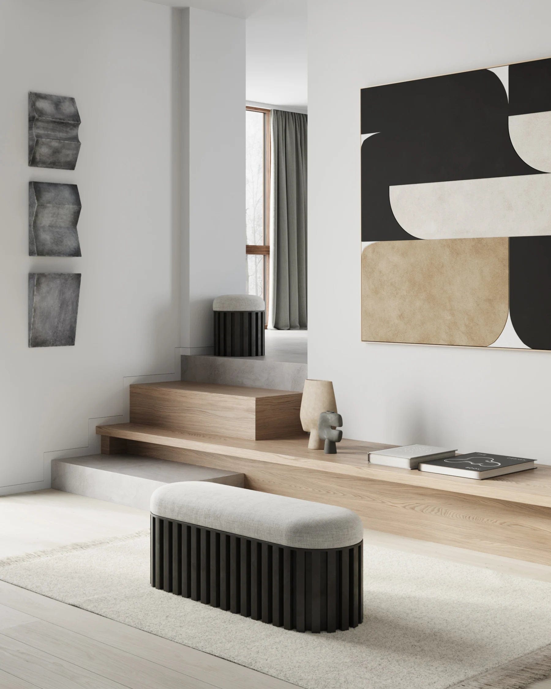 101 COPENHAGEN Γλυπτό Διακοσμητικό Τοίχου Wave Mini Γκρι Σκυρόδεμα H52 cm x W10 cm x L37,5 cm 101 COPENHAGEN