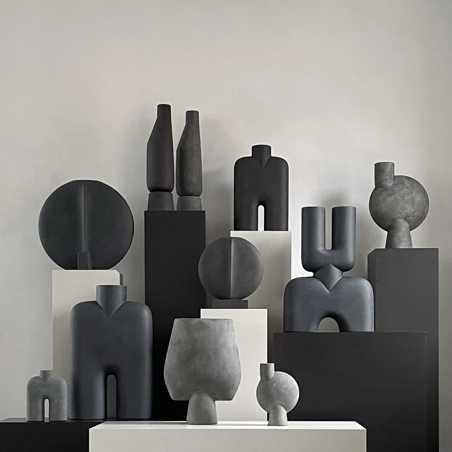 101 COPENHAGEN Βάζο Βάζο, Cobra Tall Hexa, Κεραμικό, Μαύρο, 63x14x39cm ,101 COPENHAGEN