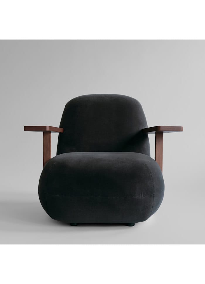 Πολυθρόνα Με Δρύινα Μπράτσα Toe Chair Armrest Classic Brown - Σκούρο Γκρι Peat Velvet L70xW80xH72 cm 101 COPENHAGEN