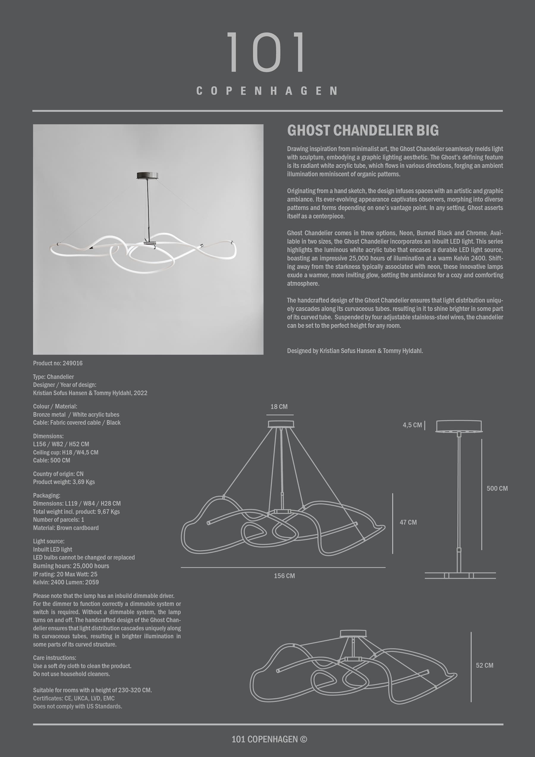 Φωτιστικό Οροφής Ghost Chandelier, Big - Neon (5m) L156 x W82 x H52 101 COPENHAGEN