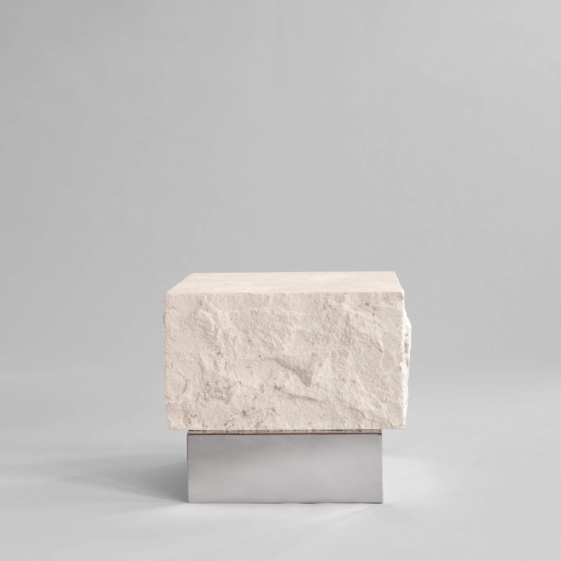 Τραπεζάκι Σαλονιού Temple Low - Ασβεστόλιθος Μεταλλική Βάση Chrome H35 x W42 x L40 cm 101 COPENHAGEN