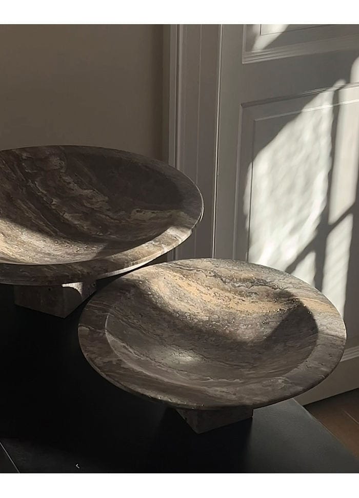 Διακοσμητική Πιατέλα Sori Tray, Big - Silver Travertine H14 cm x W40 cm x L40 cm 101 COPENHAGEN