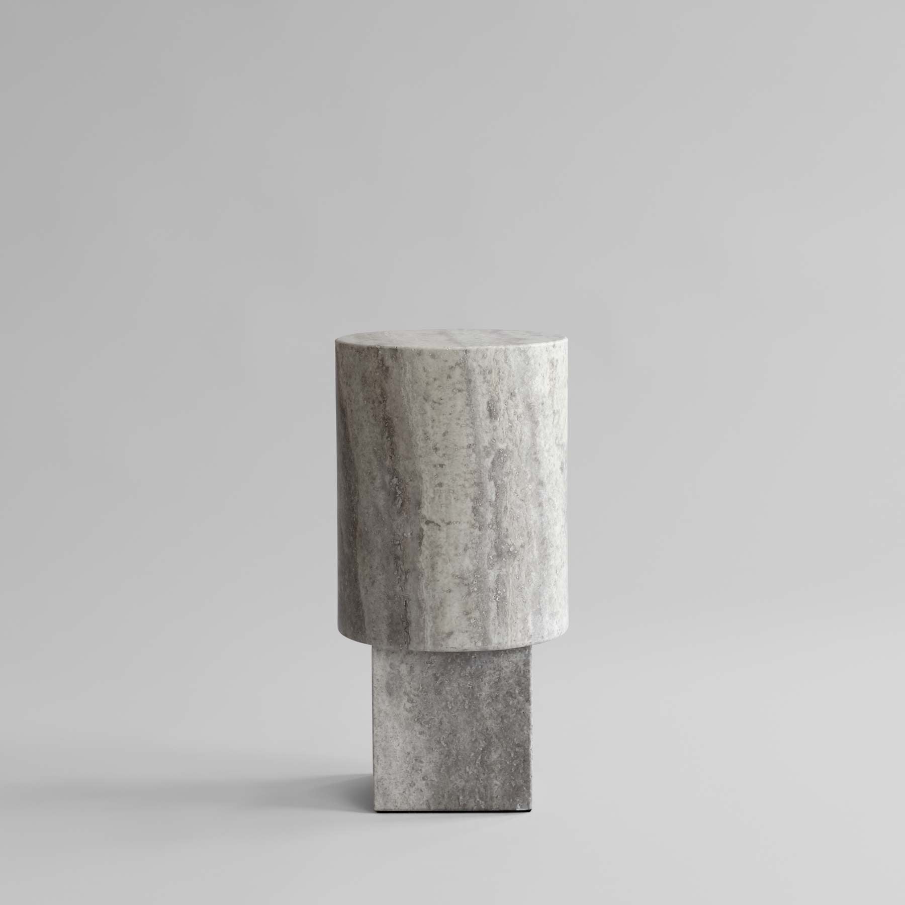 Τραπέζι Column - Ασημί Τραβερτίνη H50 x W25 x L25 cm 101 COPENHAGEN
