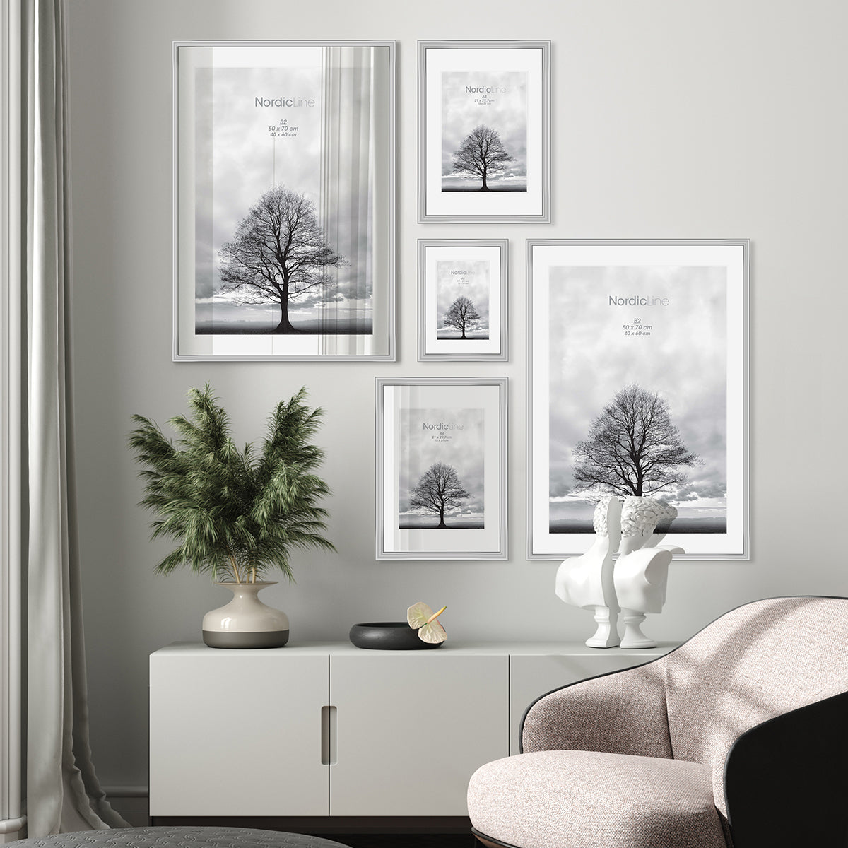 INCADO Κορνίζα Κορνίζα Nordic Line Slim Modern Ασημί Ξύλο Ακ. Γυαλί 50x70 cm INCADO