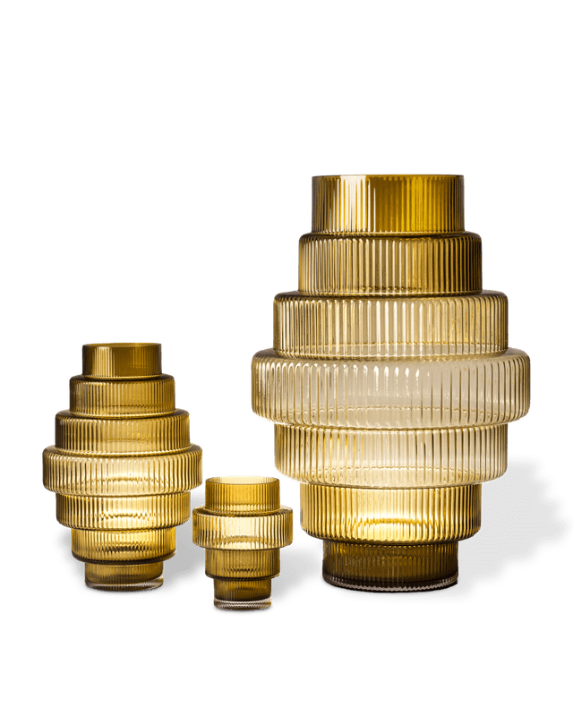 POLSPOTTEN Βάζο Βάζο Γυάλινο Steps S Ώχρα Ø20 x H30 cm POLSPOTTEN