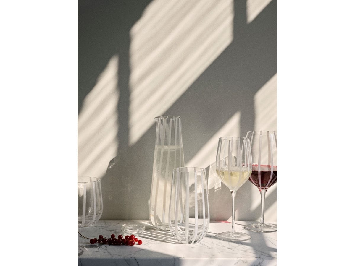 Broste Copenhagen Ποτήρι Ποτήρι Κόκκινου Κρασιού Stripe Γυάλινο Με Λευκές Ρίγες Ø10,5 x H22 cm Broste Copenhagen