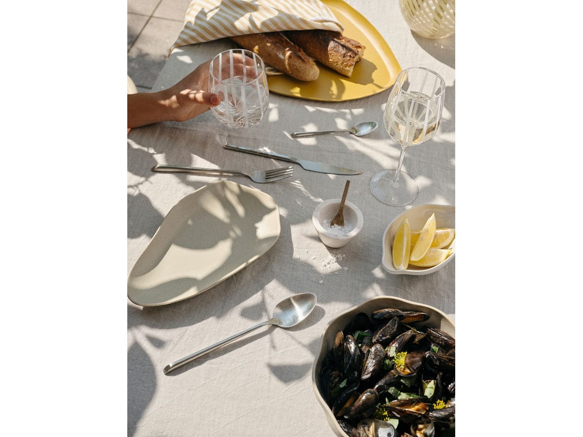 Broste Copenhagen Ποτήρι Ποτήρι Λευκό Κρασιού Stripe Γυάλινο Με Λευκές Ρίγες Ø8 x H21 cm Broste Copenhagen